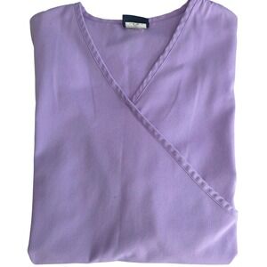 Cherokee Workwear Scrub‎ Top Women's Medium Purple Lavender Short Sleeve Pockets